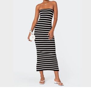 Edikted Black and White Striped Dress